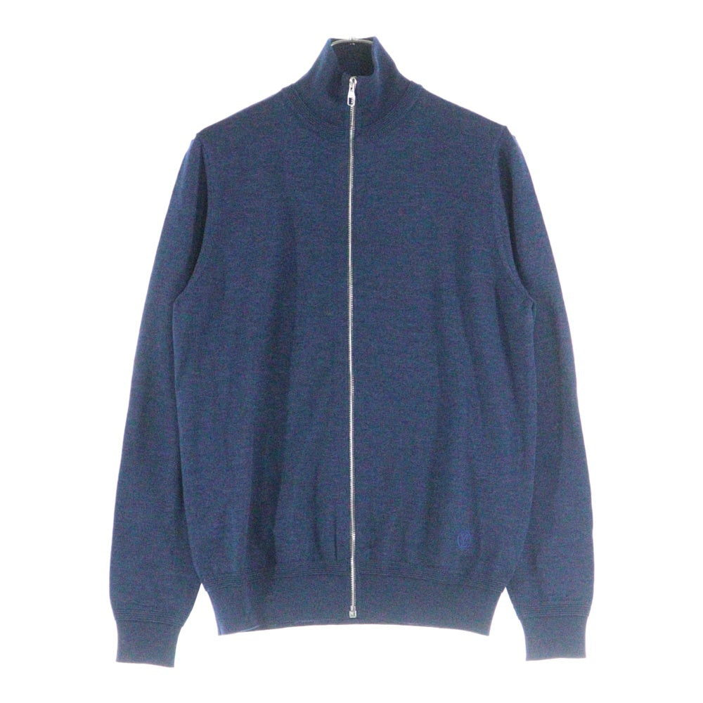 LOUIS VUITTON(ルイヴィトン) Zip Up Knit Jacket ジップアップニットジャケット ロゴ刺繍エルボーパッチニットセーター HAN53E ネイビー