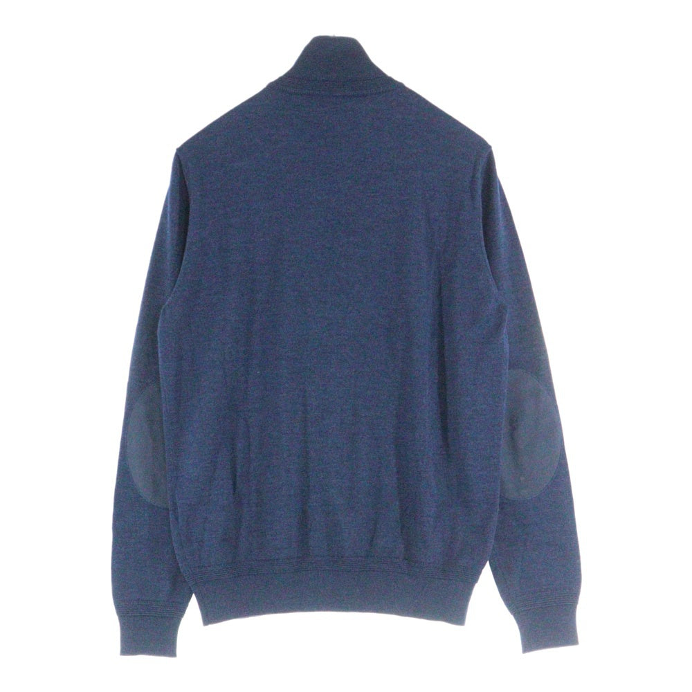 LOUIS VUITTON(ルイヴィトン) Zip Up Knit Jacket ジップアップニットジャケット ロゴ刺繍エルボーパッチニットセーター HAN53E ネイビー