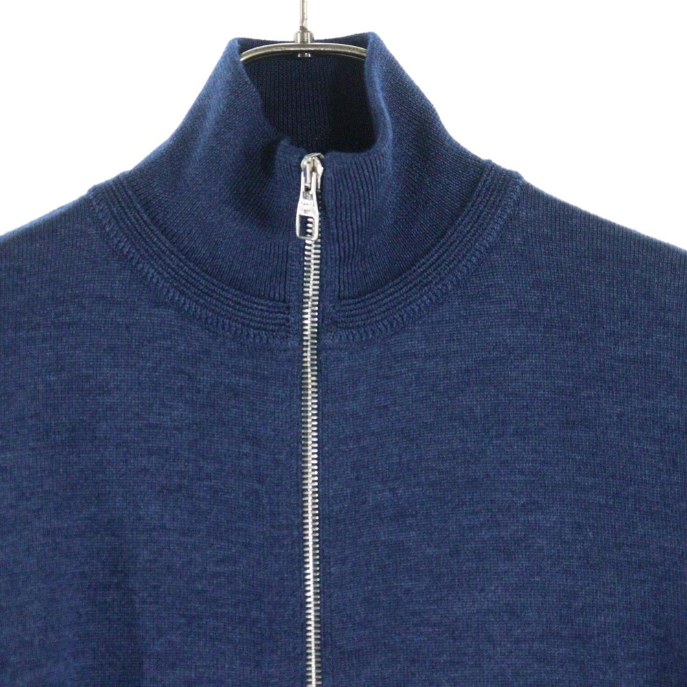 LOUIS VUITTON(ルイヴィトン) Zip Up Knit Jacket ジップアップニットジャケット ロゴ刺繍エルボーパッチニットセーター HAN53E ネイビー