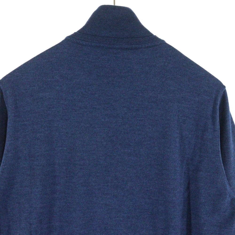 LOUIS VUITTON(ルイヴィトン) Zip Up Knit Jacket ジップアップニットジャケット ロゴ刺繍エルボーパッチニットセーター HAN53E ネイビー