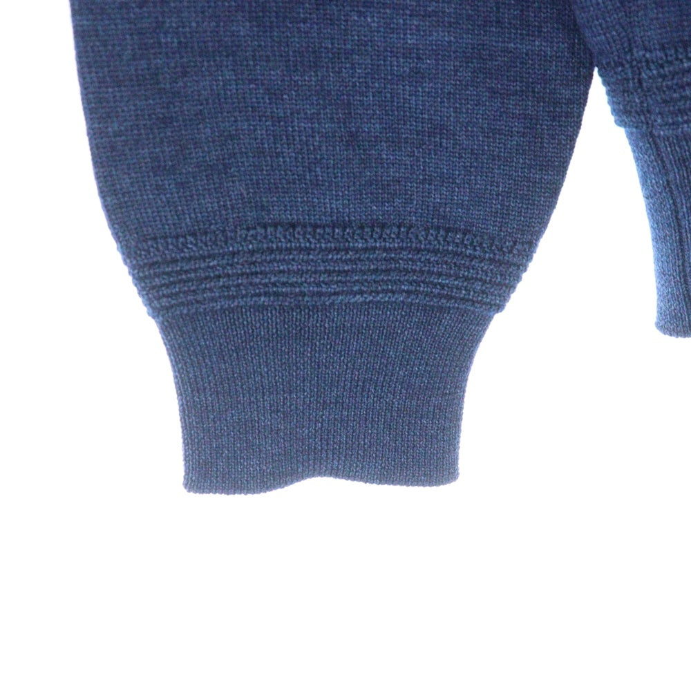 LOUIS VUITTON(ルイヴィトン) Zip Up Knit Jacket ジップアップニットジャケット ロゴ刺繍エルボーパッチニットセーター HAN53E ネイビー