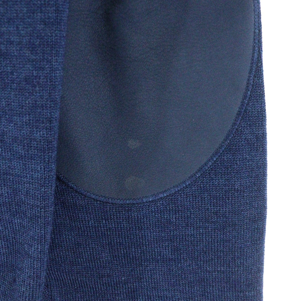 LOUIS VUITTON(ルイヴィトン) Zip Up Knit Jacket ジップアップニットジャケット ロゴ刺繍エルボーパッチニットセーター HAN53E ネイビー