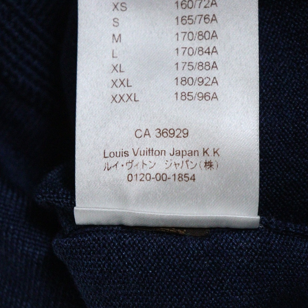 LOUIS VUITTON(ルイヴィトン) Zip Up Knit Jacket ジップアップニットジャケット ロゴ刺繍エルボーパッチニットセーター HAN53E ネイビー