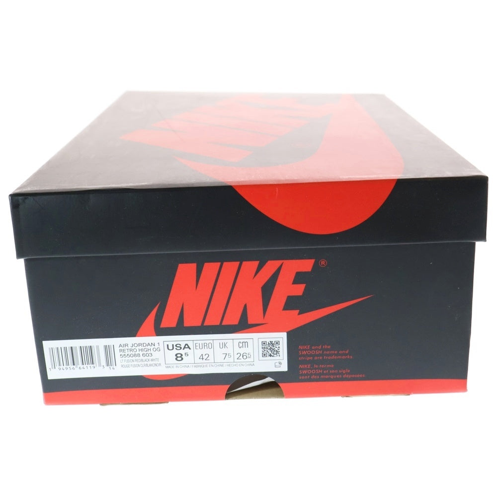 NIKE(ナイキ) AIR JORDAN 1 RETRO HIGH OG LIGHT FUSION RED エアジョーダン1 ライトフュージョン ハイカットスニーカー US8.5/26.5cm 555088-603 ピンク/ホワイト