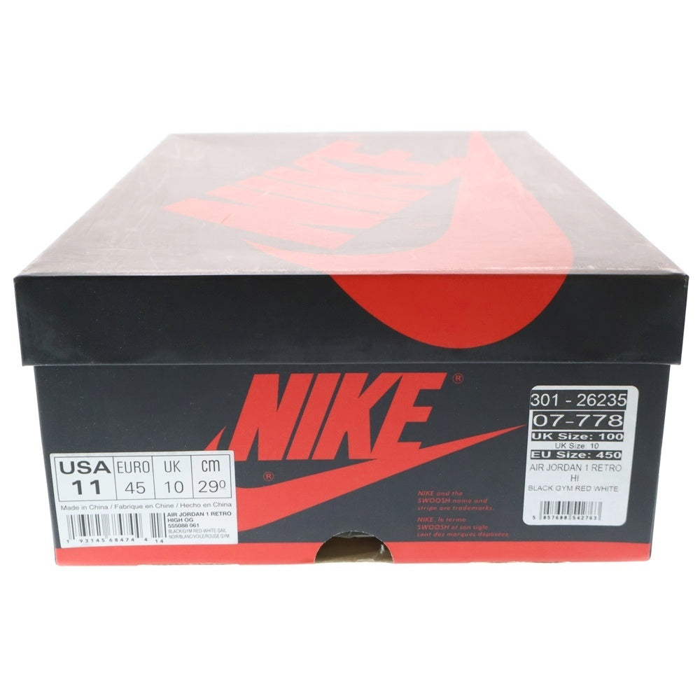 NIKE(ナイキ) AIR JORDAN1 RETRO OG エアジョーダン1 レトロ オージー ジムレッド ハイカットスニーカー US11/29cm 555088-061 ホワイト/ブラック/レッド