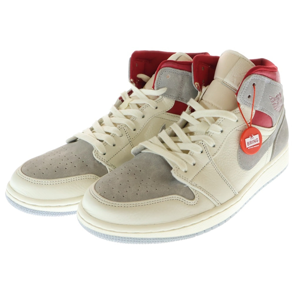 NIKE(ナイキ) AIR JORDAN 1 MID PREMIUM スニーカーズエンスタッフ ミッドカットスニーカー US10.5/28.5cm CT3443-100 グレー/ホワイト/レッド