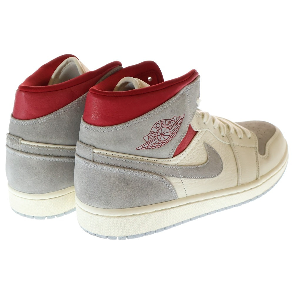 NIKE(ナイキ) AIR JORDAN 1 MID PREMIUM スニーカーズエンスタッフ ミッドカットスニーカー US10.5/28.5cm CT3443-100 グレー/ホワイト/レッド