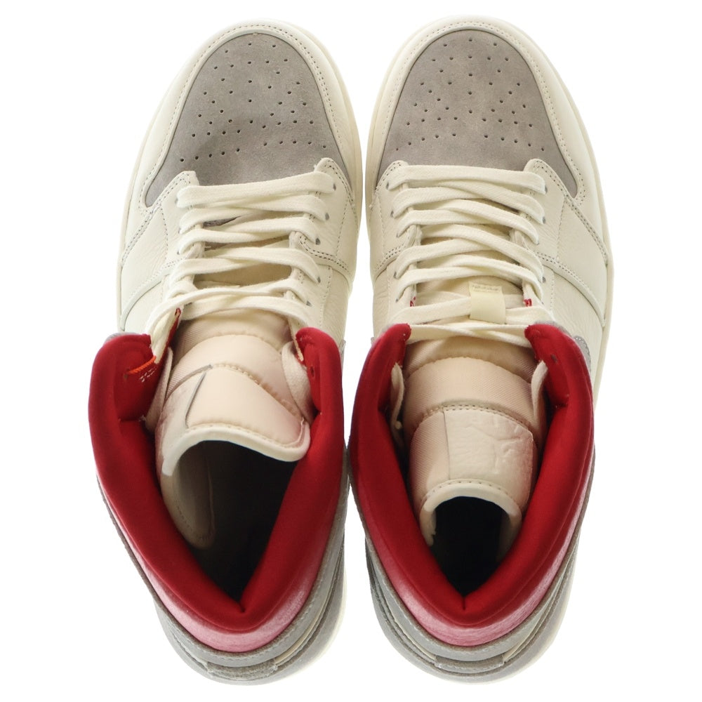 NIKE(ナイキ) AIR JORDAN 1 MID PREMIUM スニーカーズエンスタッフ ミッドカットスニーカー US10.5/28.5cm CT3443-100 グレー/ホワイト/レッド
