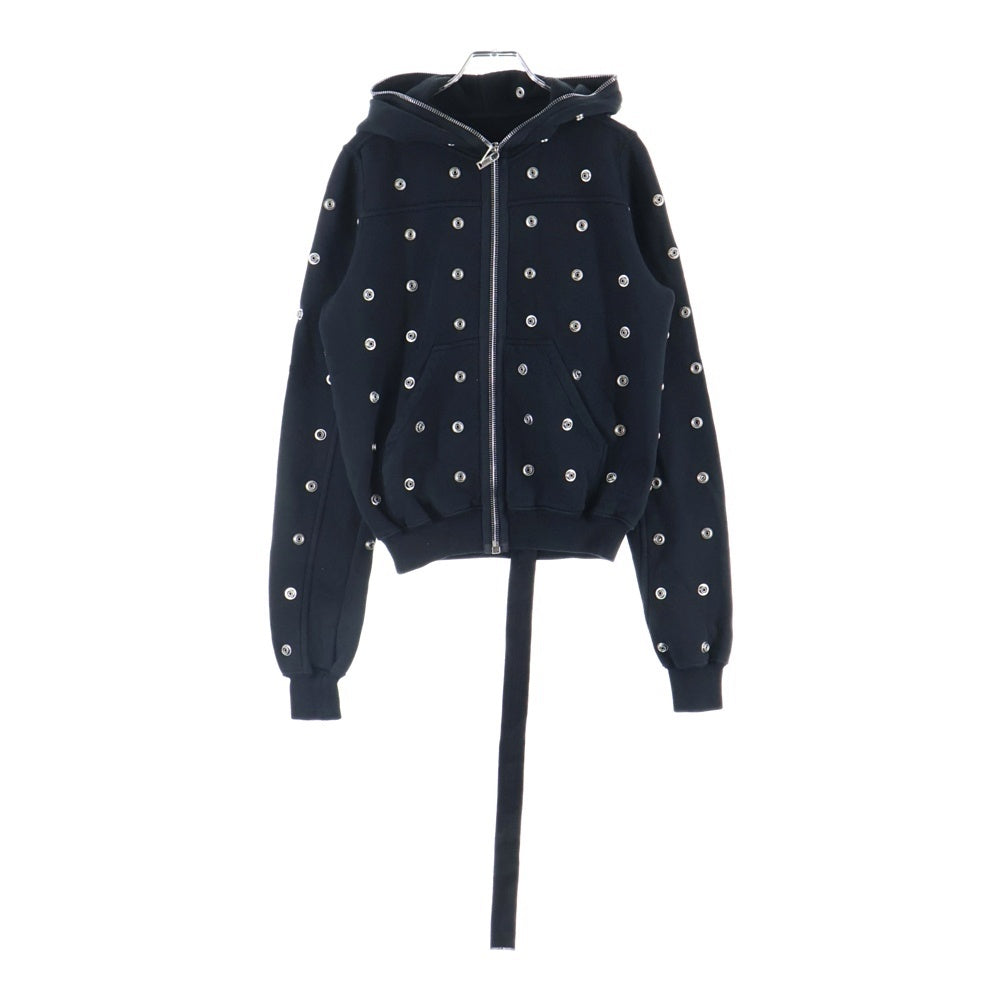 DRKSHDW(ダークシャドウ) SMALL GIMP HOODIE スタッズ装飾 フルジップアップスウェットパーカー フーディー ブラック DS01D1244 FES2