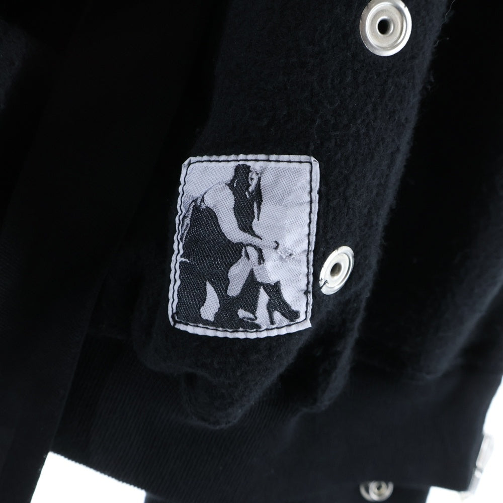DRKSHDW(ダークシャドウ) SMALL GIMP HOODIE スタッズ装飾 フルジップアップスウェットパーカー フーディー ブラック DS01D1244 FES2