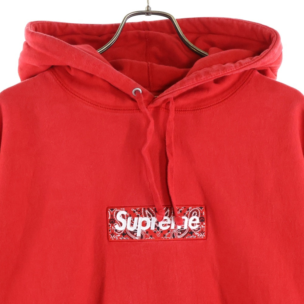 SUPREME(シュプリーム) 19AW Bandana Box Logo Hooded Sweatshirt バンダナボックスロゴ プルオーバースウェットパーカー フーディー レッド