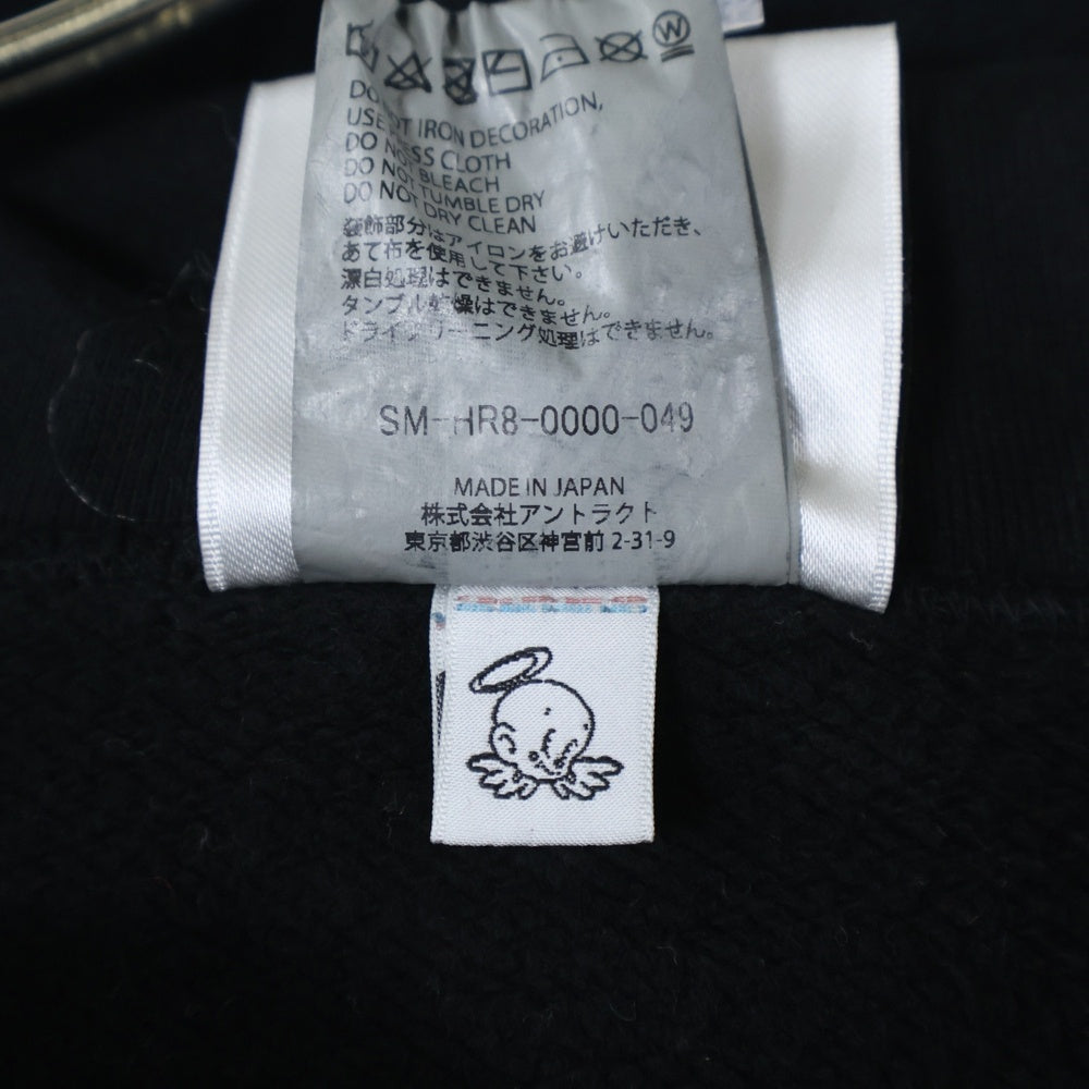 SAINT MICHAEL(セントマイケル) 25SS SAINT MX6 HOODIE ロゴ刺繍 プルオーバースウェットパーカー フーディー ブラック SM-HR8-0000-049