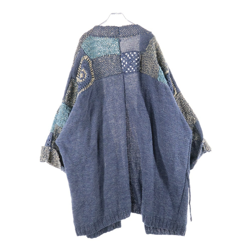 KAPITAL(キャピタル) 3G Hand Knit TUGIHAGI KESA Cardigan ハンドニット ツギハギ ケサ カーディガン 半袖ニットカーディガン K2402KN006 ブルー
