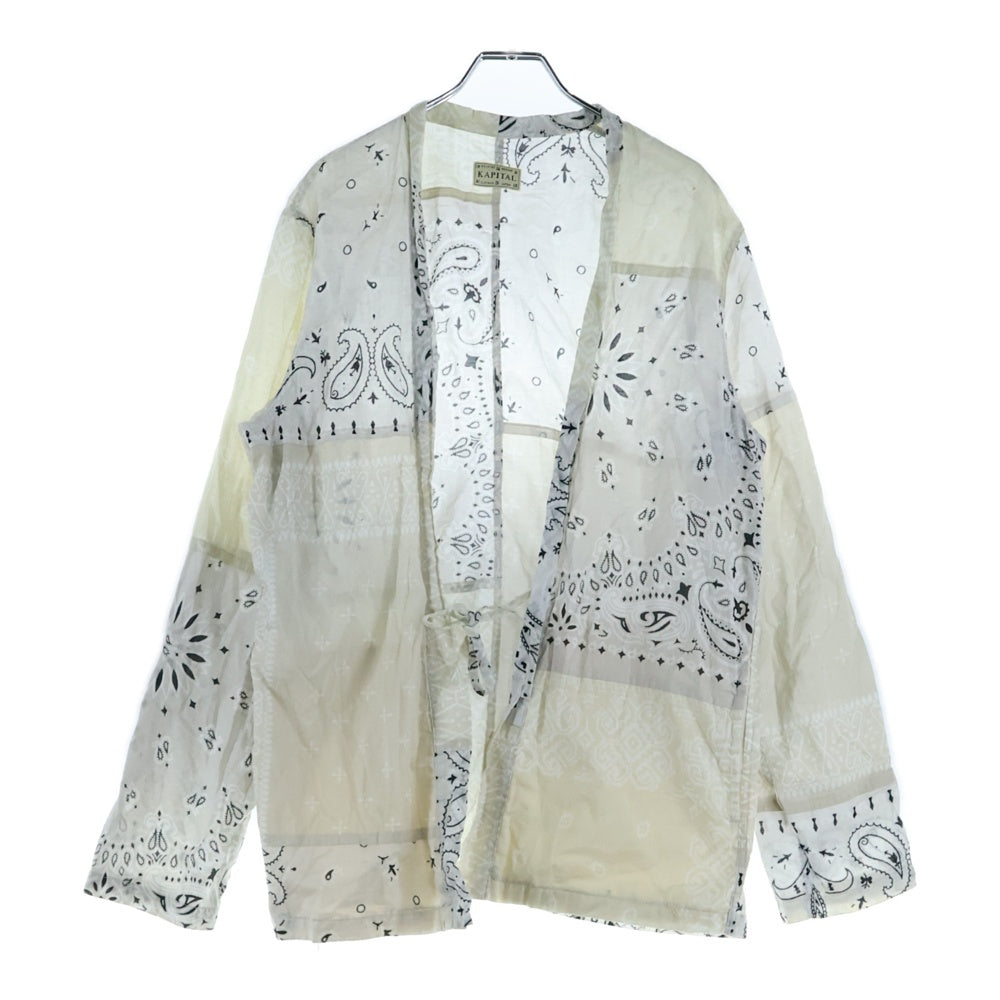 KAPITAL(キャピタル) 19SS ペイズリーバンダナパッチワークシャツ ノーカラー長袖シャツ K1904LS078 ホワイト