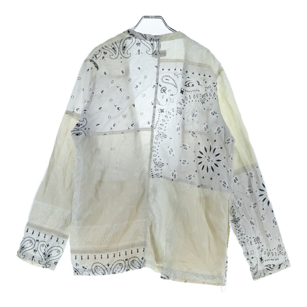 KAPITAL(キャピタル) 19SS ペイズリーバンダナパッチワークシャツ ノーカラー長袖シャツ K1904LS078 ホワイト