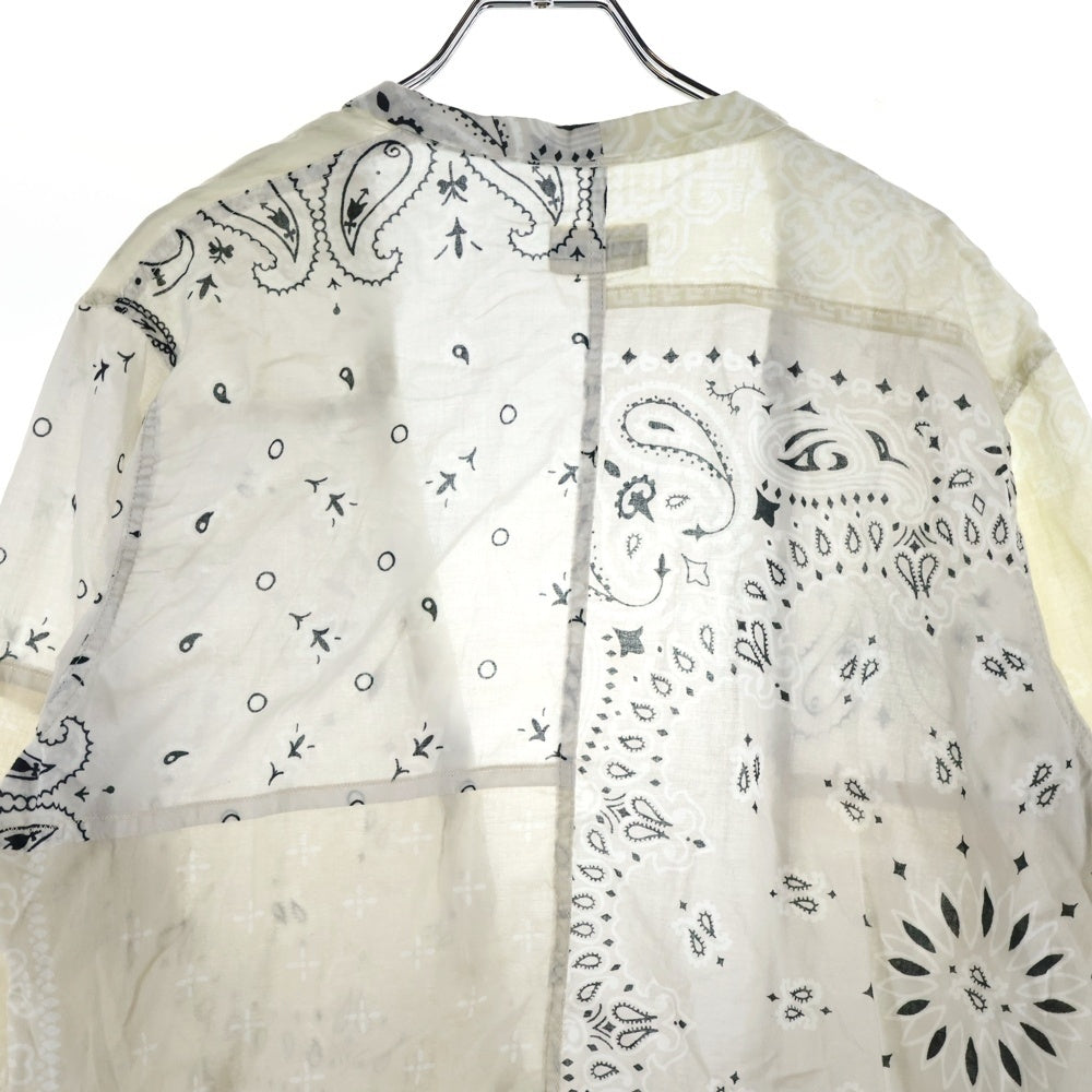 KAPITAL(キャピタル) 19SS ペイズリーバンダナパッチワークシャツ ノーカラー長袖シャツ K1904LS078 ホワイト