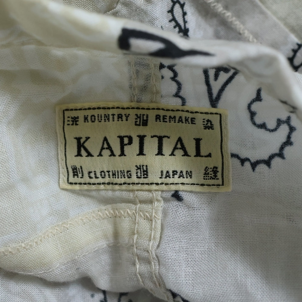 KAPITAL(キャピタル) 19SS ペイズリーバンダナパッチワークシャツ ノーカラー長袖シャツ K1904LS078 ホワイト