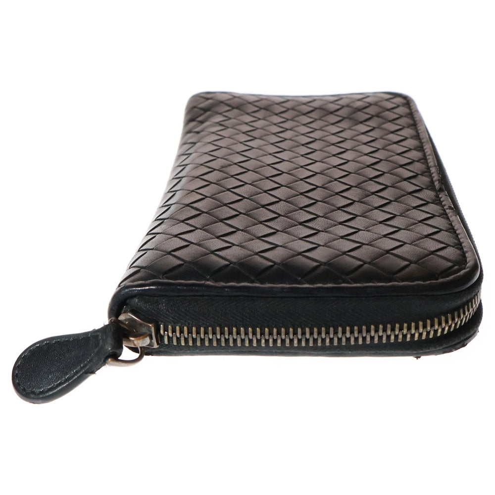 BOTTEGA VENETA(ボッテガヴェネタ) Wallet イントレチャート ラウンドジップ レザーウォレット 長財布 ブラック