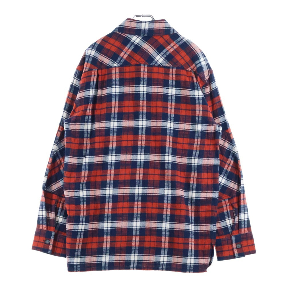 Acne Studios(アクネ ストゥディオズ) Face Patch Flannel Overshirt 長袖チェックシャツ ネルシャツ レッド FA-UX-SHIR000008 CB0017-