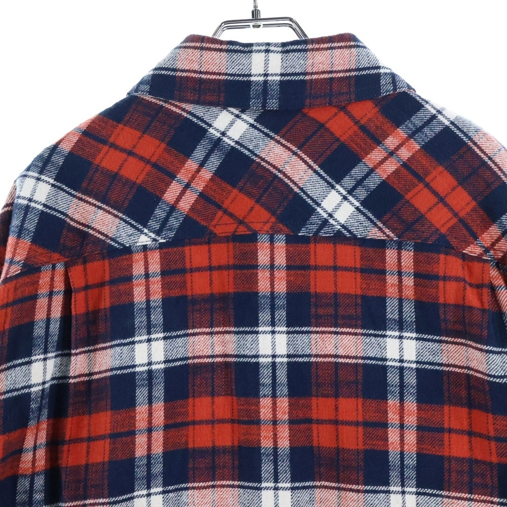 Acne Studios(アクネ ストゥディオズ) Face Patch Flannel Overshirt 長袖チェックシャツ ネルシャツ レッド FA-UX-SHIR000008 CB0017-