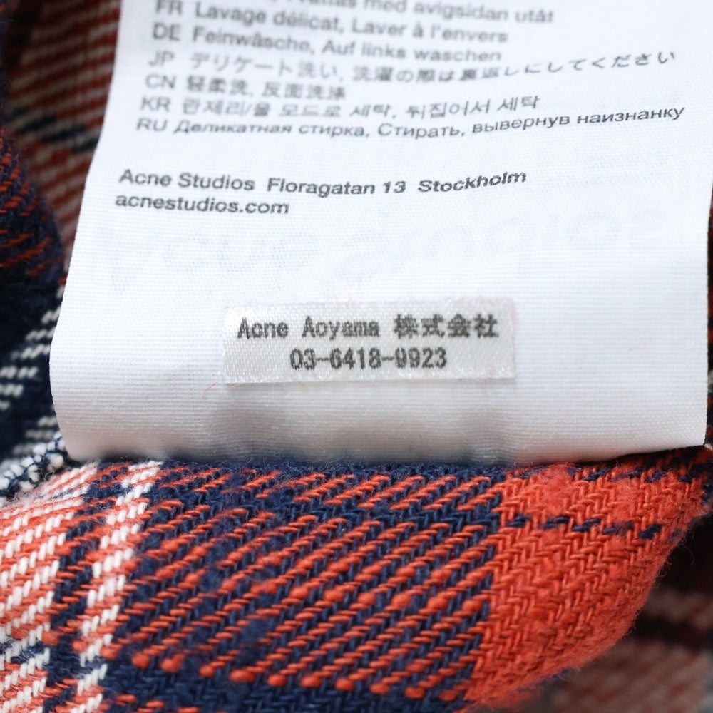 Acne Studios(アクネ ストゥディオズ) Face Patch Flannel Overshirt 長袖チェックシャツ ネルシャツ レッド FA-UX-SHIR000008 CB0017-