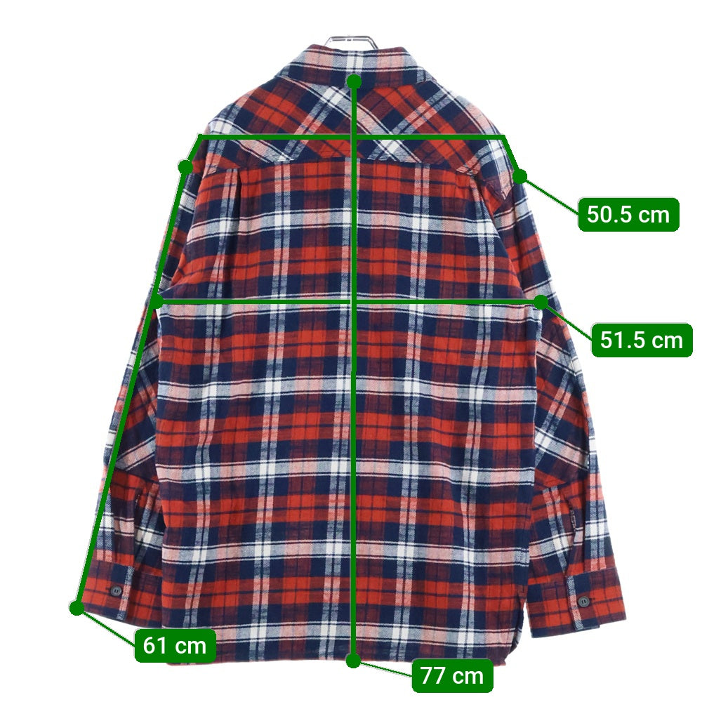 Acne Studios(アクネ ストゥディオズ) Face Patch Flannel Overshirt 長袖チェックシャツ ネルシャツ レッド FA-UX-SHIR000008 CB0017-