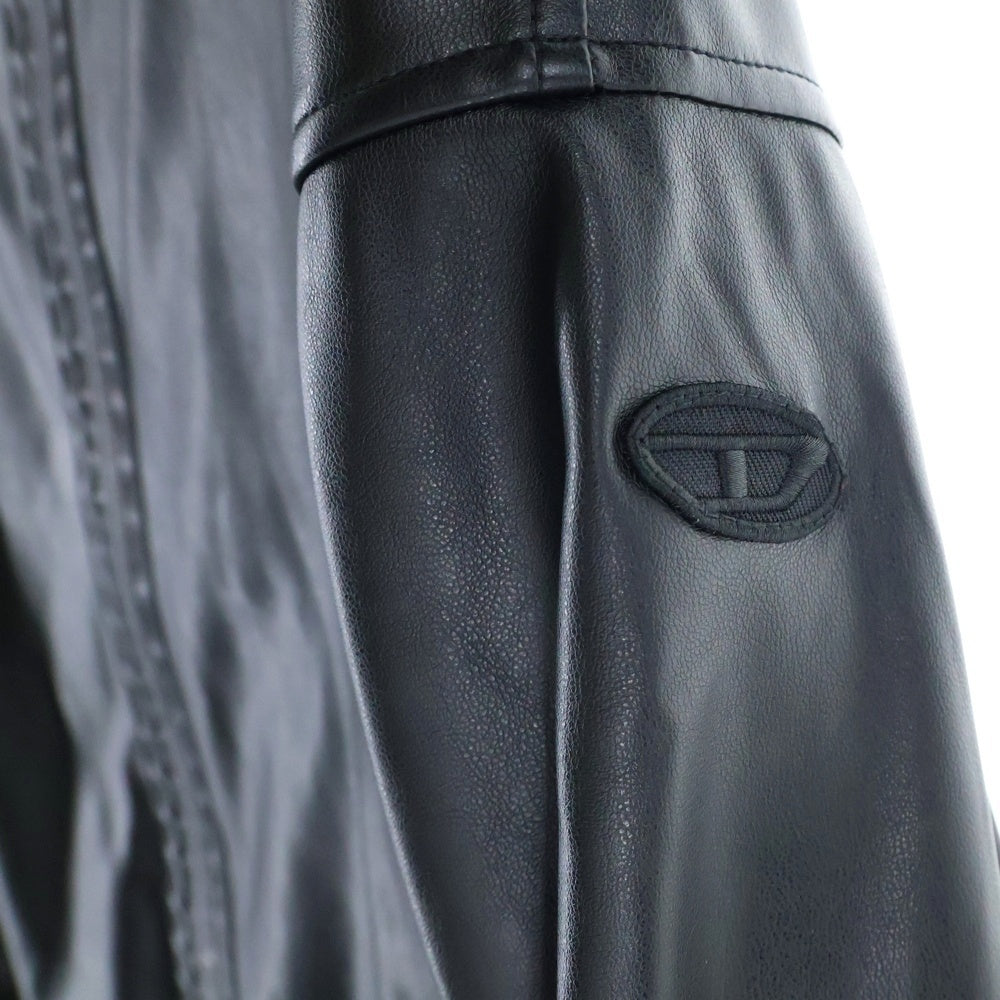DIESEL(ディーゼル) J-MICC フェイクレザージップアップパーカー フーディー ブラック A12599