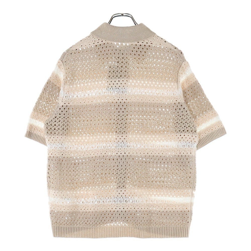 KITH(キス) 24SS Thompson Crochet Buttondown Kindling トンプソン クロシェット 半袖ニットシャツ ベージュ