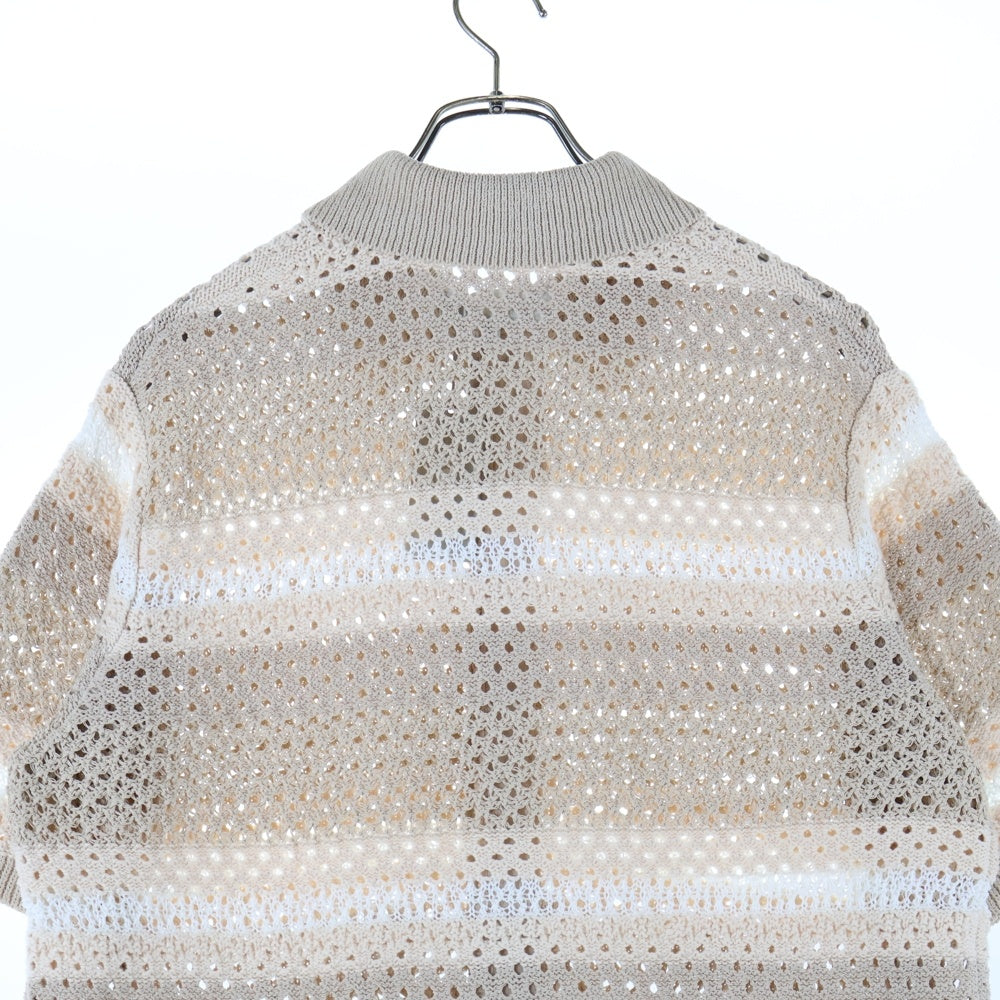 KITH(キス) 24SS Thompson Crochet Buttondown Kindling トンプソン クロシェット 半袖ニットシャツ ベージュ