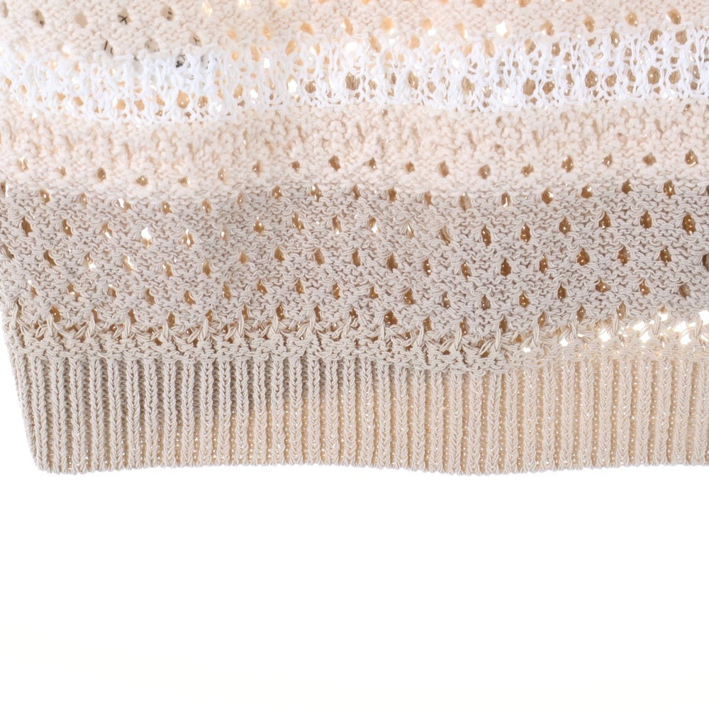 KITH(キス) 24SS Thompson Crochet Buttondown Kindling トンプソン クロシェット 半袖ニットシャツ ベージュ