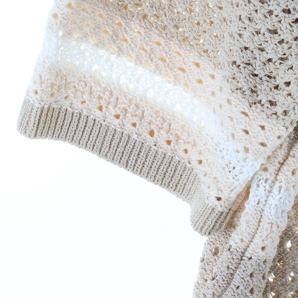 KITH(キス) 24SS Thompson Crochet Buttondown Kindling トンプソン クロシェット 半袖ニットシャツ ベージュ