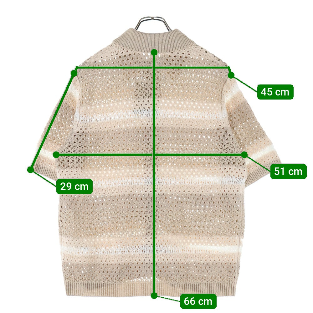KITH(キス) 24SS Thompson Crochet Buttondown Kindling トンプソン クロシェット 半袖ニットシャツ ベージュ