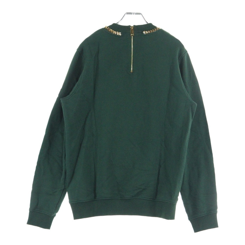 BURBERRY(バーバリー) Chain Detail Cotton Sweatshirt チェーンネックレス プルオーバースウェットパーカー フーディー グリーン 4559541