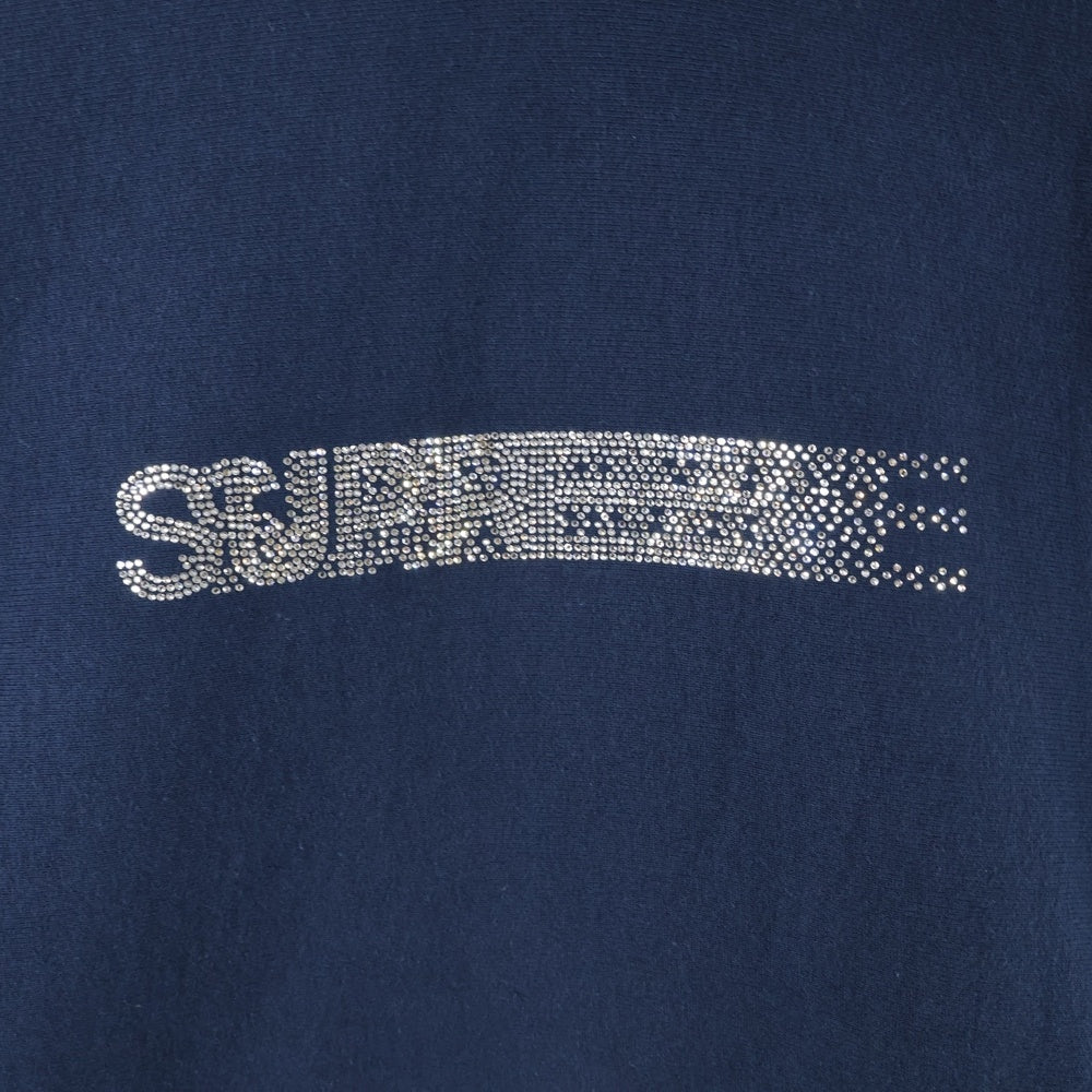 SUPREME(シュプリーム) 25AW ×Swarovski Motion Logo Hooded Sweatshirt ×スワロフスキーモーションロゴフーデッドスウェットシャツ プルオーバースウェットパーカー ネイビー