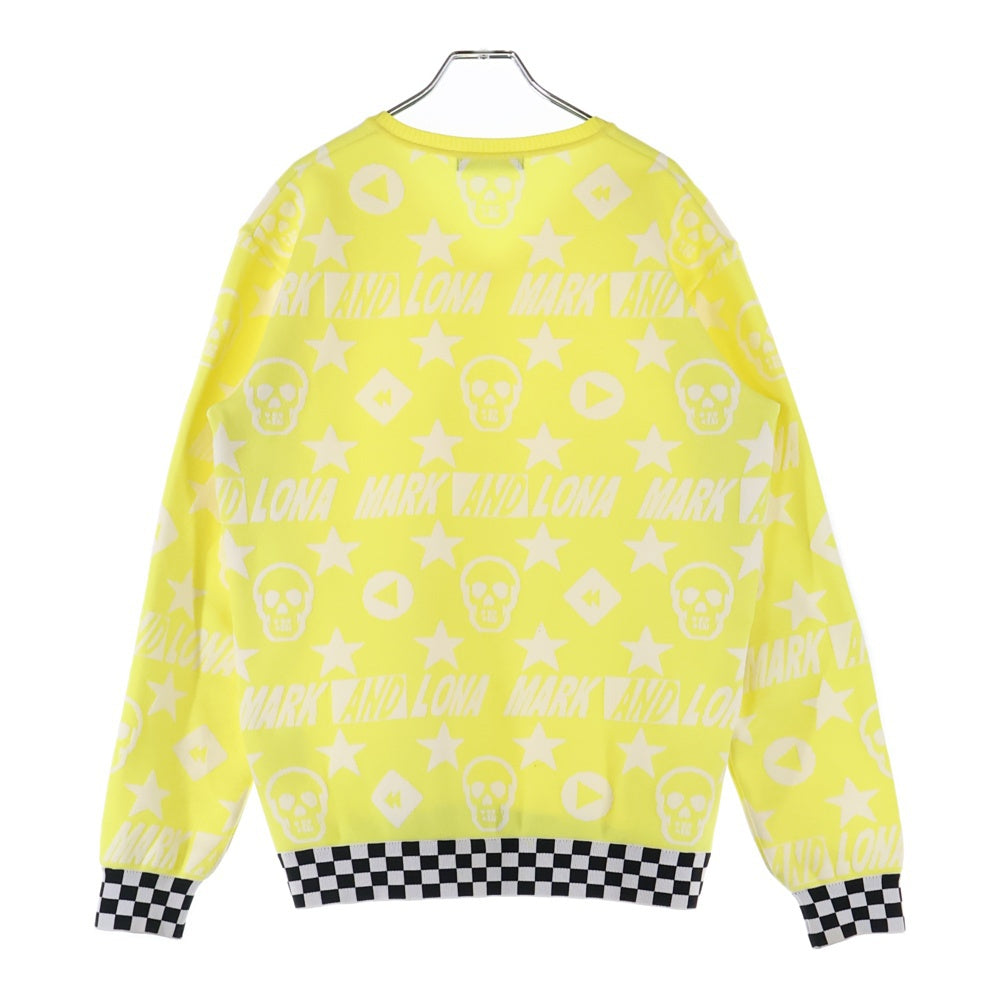 MARK&LONA(マークアンドロナ) Skull Knit Sweater Vネック スカルニットセーター イエロー MLM-9A-AB02