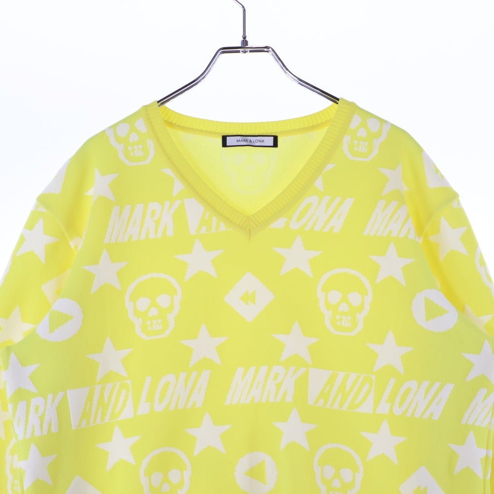 MARK&LONA(マークアンドロナ) Skull Knit Sweater Vネック スカルニットセーター イエロー MLM-9A-AB02