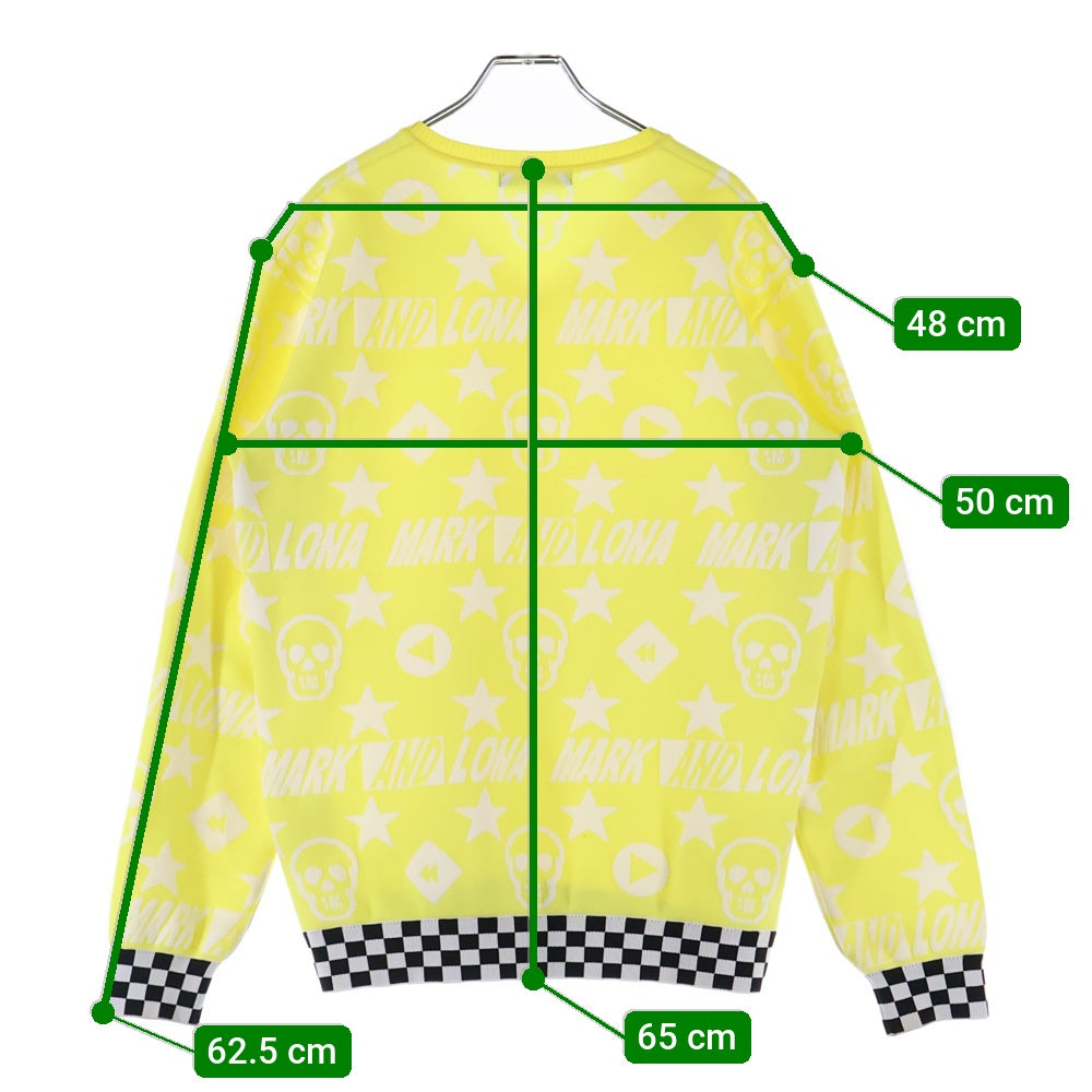 MARK&LONA(マークアンドロナ) Skull Knit Sweater Vネック スカルニットセーター イエロー MLM-9A-AB02