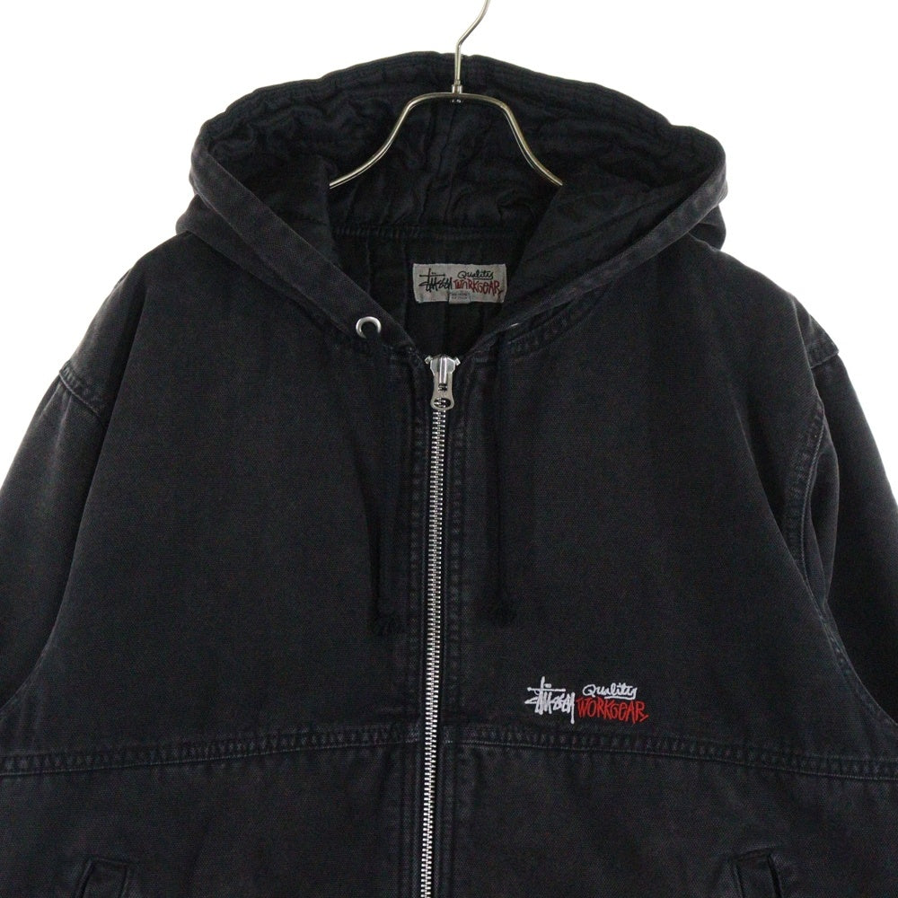 STUSSY(ステューシー) 23AW WORK JACKET INSULATED CANVAS キャンバス ジップアップパーカー フーディー ワークジャケット ブラック