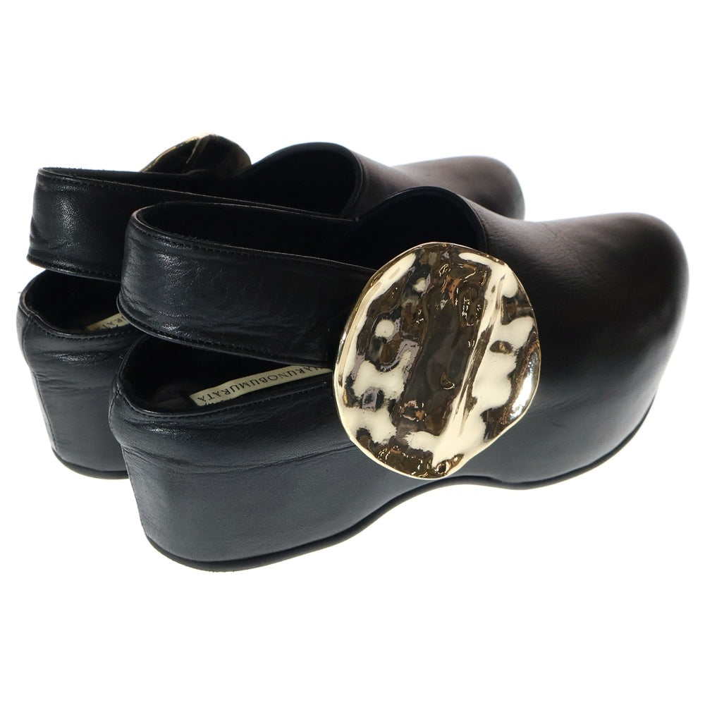 HARUNOBU MURATA(ハルノブムラタ) ROUND TOE PLATFORM LEATHER SHOES ラウンド レザーシューズ ブラック レディース
