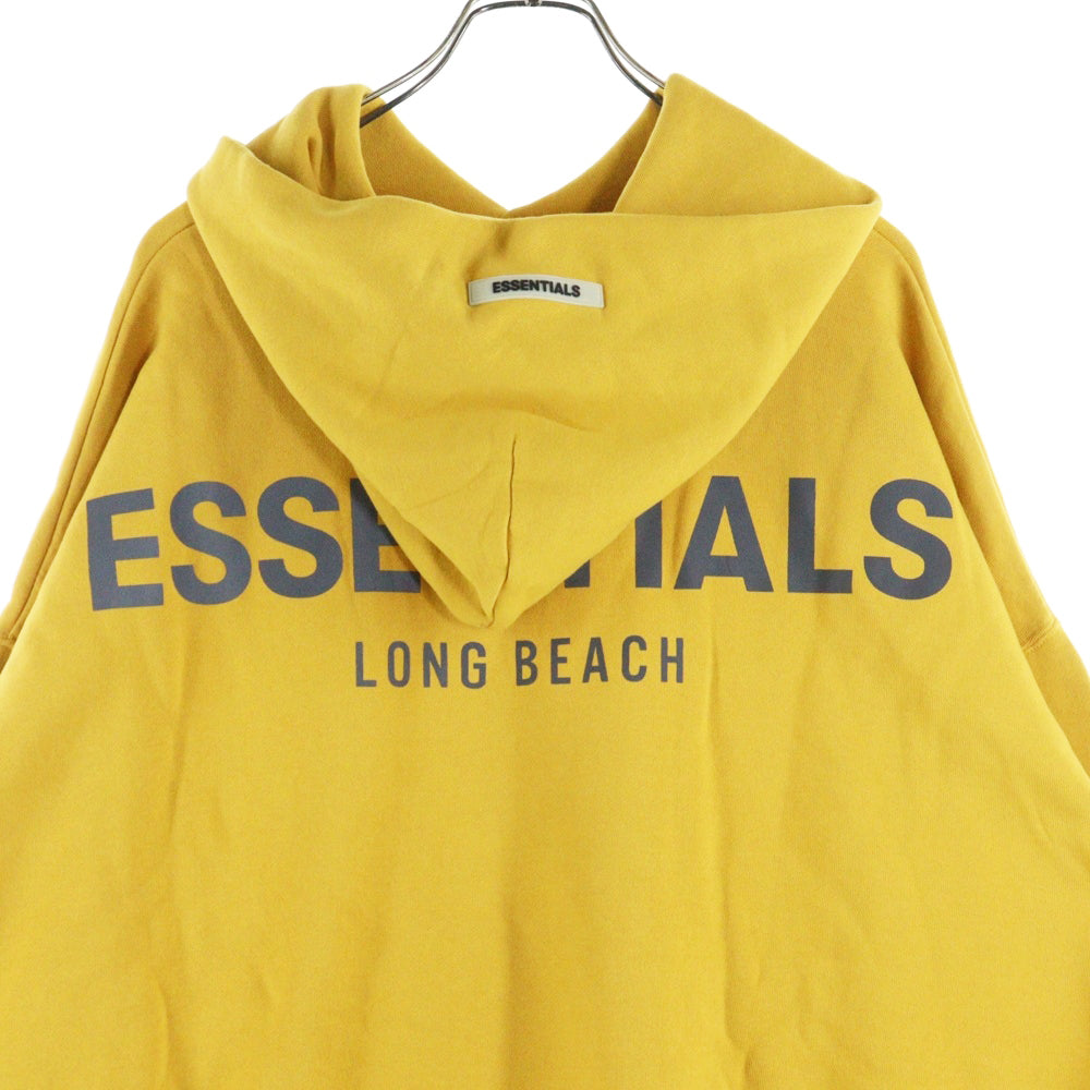 FEAR OF GOD ESSENTIALS(フィアオブゴッド エッセンシャルズ) HOODIE LTD LONG BEACH ロングビーチ限定 バックリフレクターロゴ プルオーバースウェットパーカー フーディー イエロー