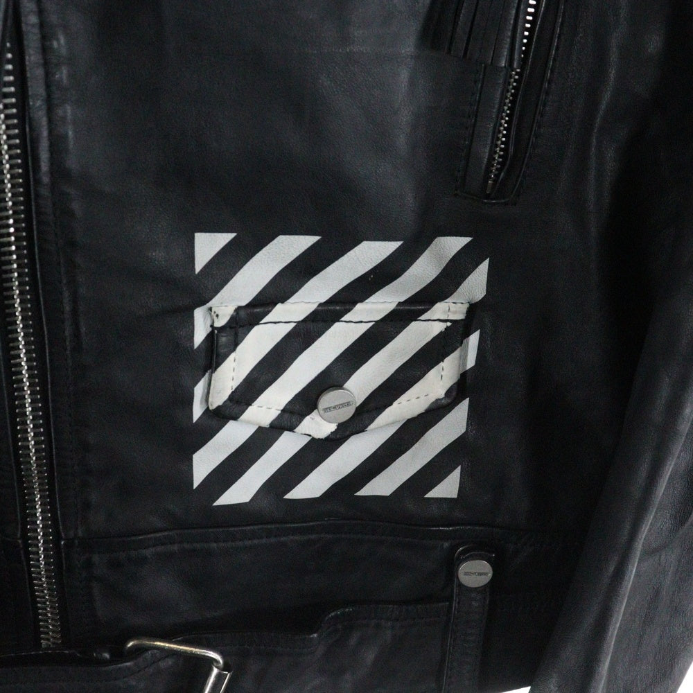 OFF-WHITE(オフホワイト) 15AW Leather Riders Jacket レザー ダブルライダースジャケット ブラック