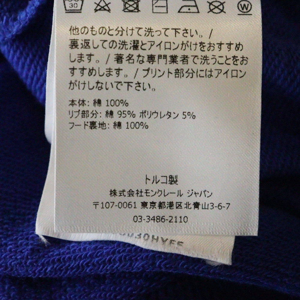 MONCLER(モンクレール) Royal Shiny Graphic Logo Hoodie ロゴワッペン プルオーバースウェットパーカー フーディー ブルー キッズ/レディース H19548G00008 809AG