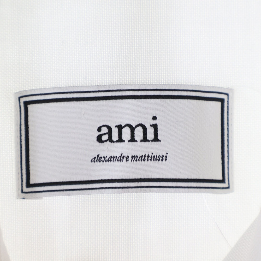 AMI Alexandre Mattiussi(アミアレクサンドルマテュッシ) L/S SHIRT ハートロゴ刺繍 長袖シャツ ホワイト