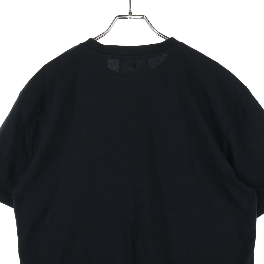 AMI Alexandre Mattiussi(アミアレクサンドルマテュッシ) AMI DE COEUR T-SHIRT ハートロゴ刺繍 半袖Tシャツ ブラック BFUTS001.724