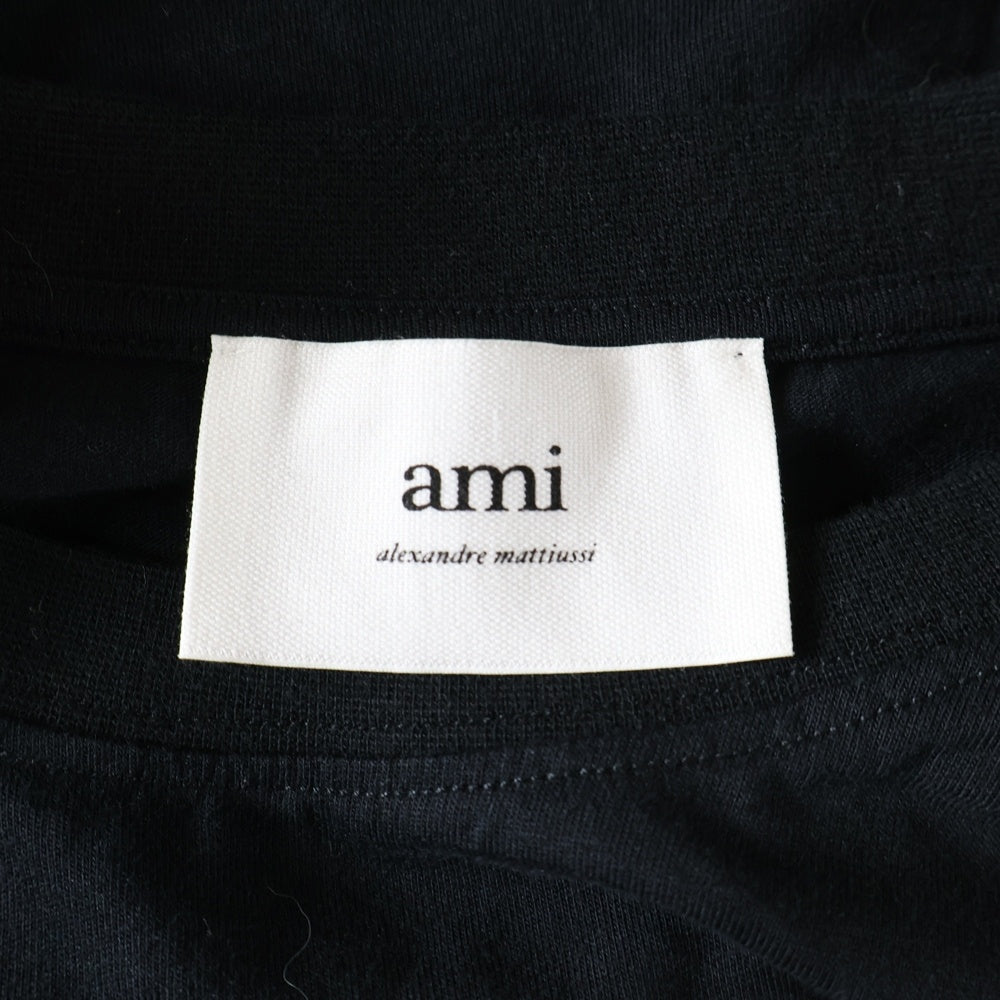 AMI Alexandre Mattiussi(アミアレクサンドルマテュッシ) AMI DE COEUR T-SHIRT ハートロゴ刺繍 半袖Tシャツ ブラック BFUTS001.724