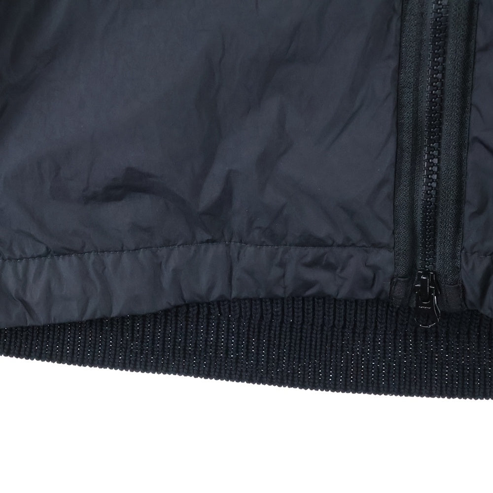 STONE ISLAND(ストーンアイランド) Nylon Knit Zip Up Hoodie ロゴワッペン ナイロン切替 ジップアップニットパーカー フーディー ブラック 811545637