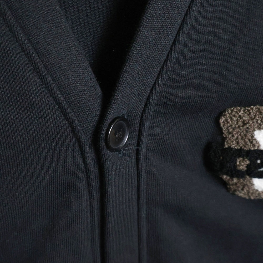 ICE CREAM(アイスクリーム) CHENILLE LOGO SWEAT CARDIGAN WI ロゴワッペン スウェットカーディガン ブラック ICJP231K003