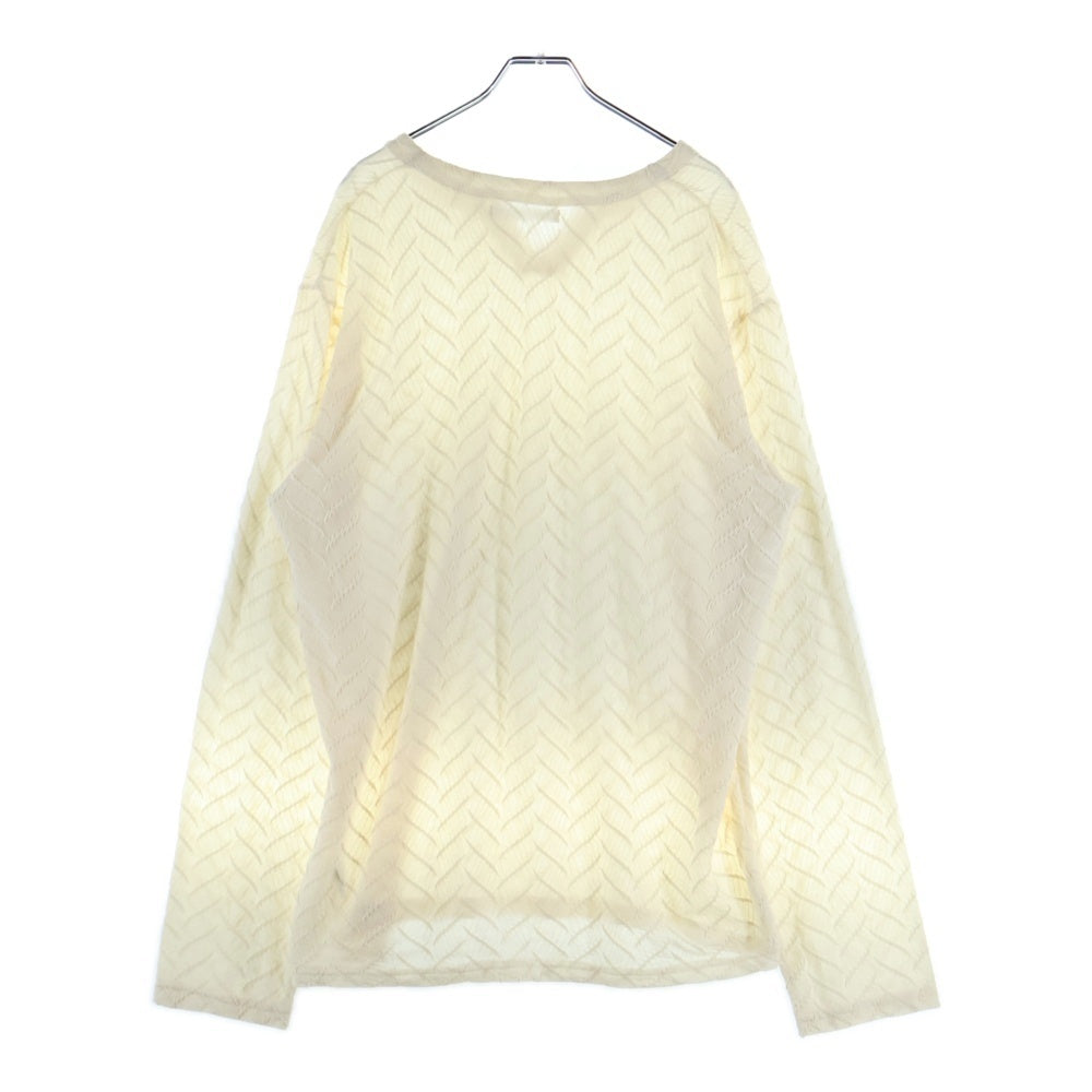 NO BRAND(ノーブランド) CHAORENBANG ヘリンボーン総柄 長袖トップス アイボリー