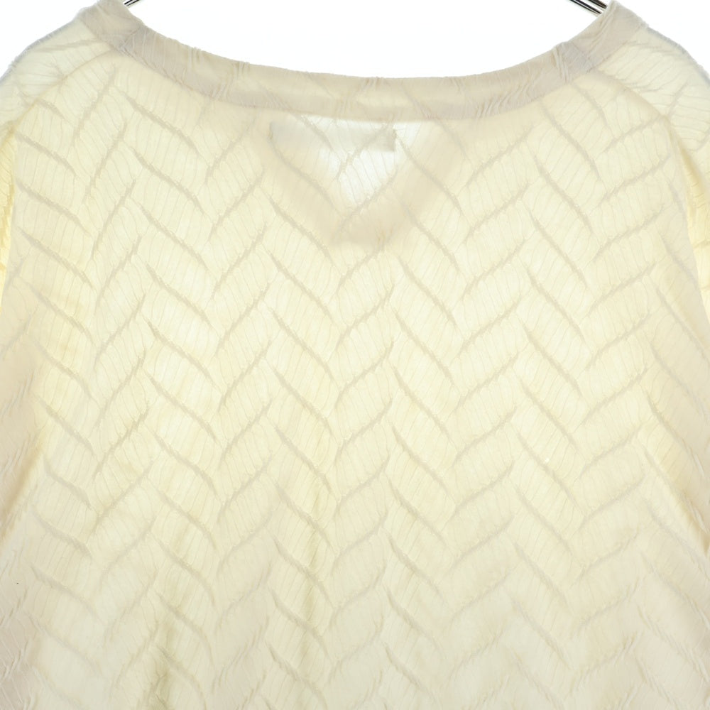 NO BRAND(ノーブランド) CHAORENBANG ヘリンボーン総柄 長袖トップス アイボリー