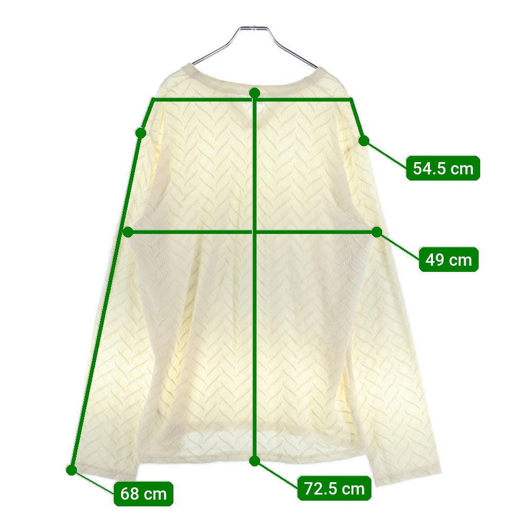 NO BRAND(ノーブランド) CHAORENBANG ヘリンボーン総柄 長袖トップス アイボリー